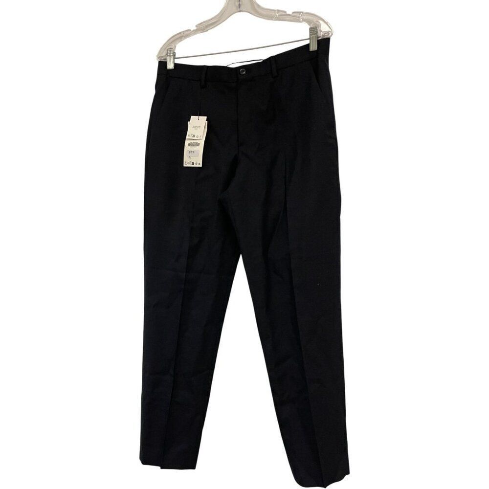 Zara Mens Dress Pants EU 40 US 31 Navy Blue Wool Blend Tapered 1564/451 NWT